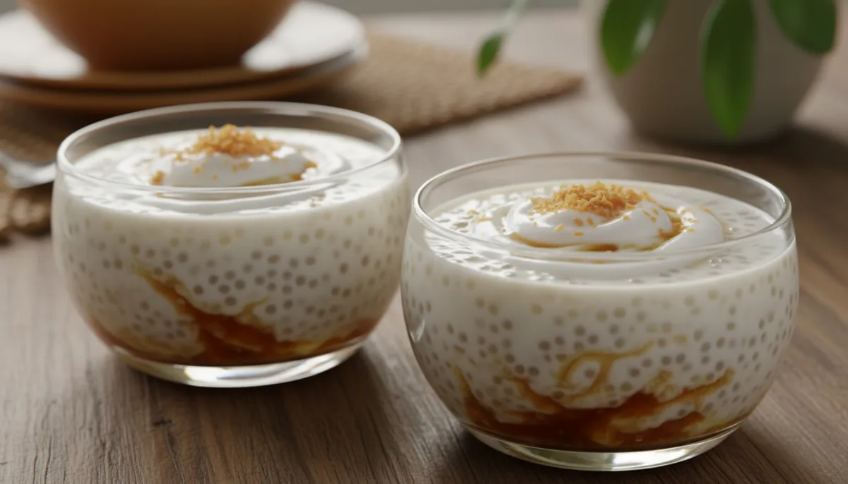 Pudín de Sagú Birmano con Azúcar de Palma y Crema de Coco