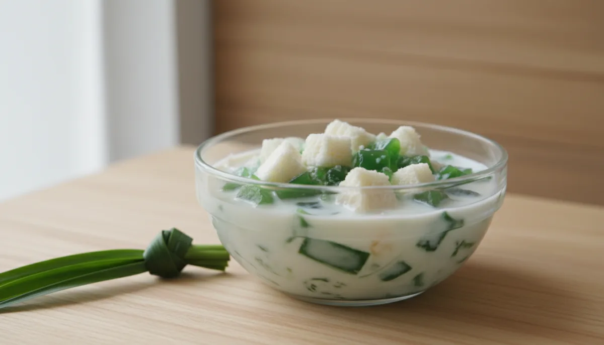 Shwe Yin Aye Birmanês (Sobremesa de Leite de Coco) com Gelatina de Agar-Agar e Pão