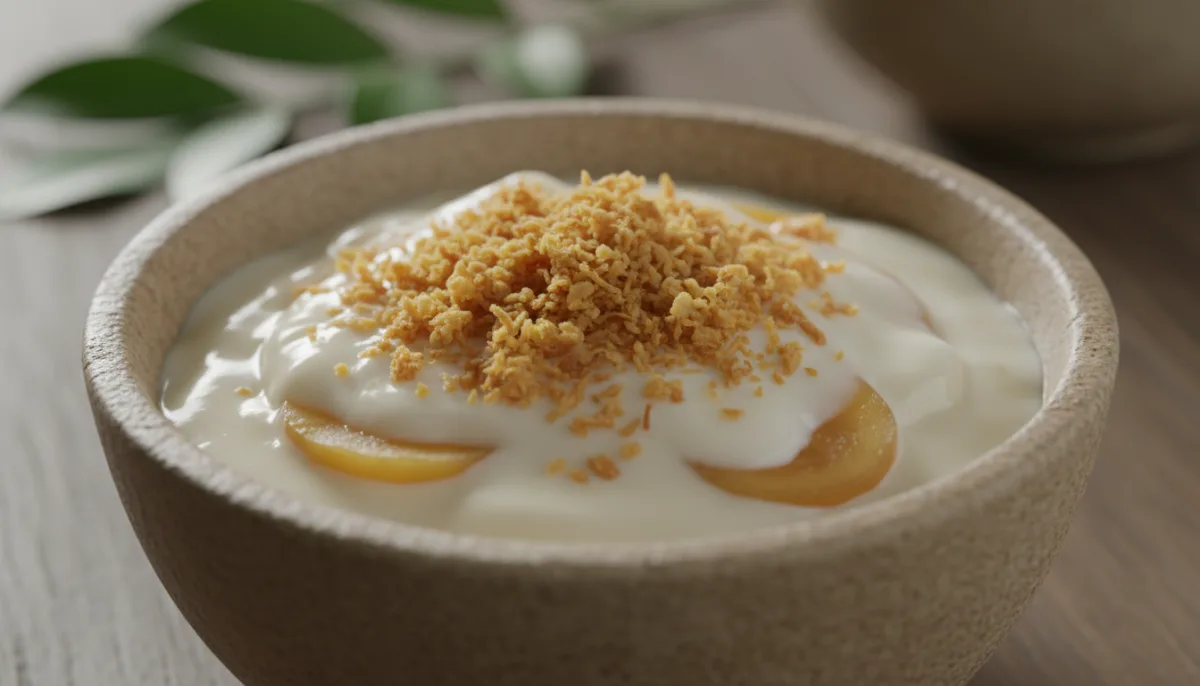 Pudín Camboyano de Fruta de Palma y Leche de Coco