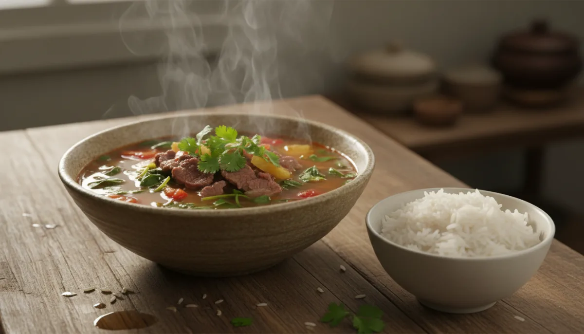 Soupe de Bœuf Aigre Cambodgienne au Cresson (Samlor Machu Sach Ko)