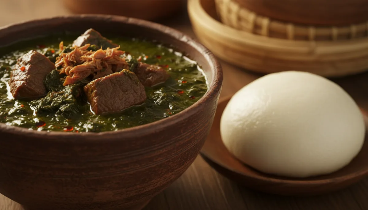 Cameroonian Eru (Wild Spinach Stew) with Fufu