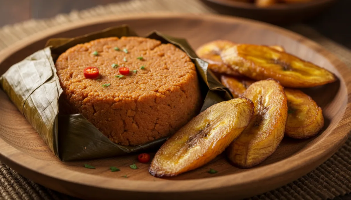 Cameroonian Koki Beans with Sweet Fried Plantains