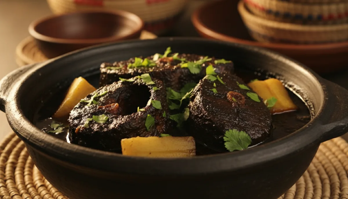 Cameroonian Mbongo Tchobi: Black Sauce Fish Stew with Yams