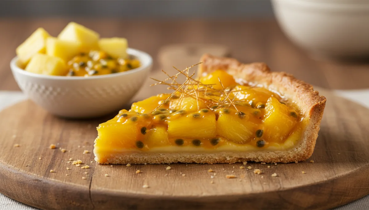 Cameroonian Pineapple & Passion Fruit Tart with Buttery Shortbread