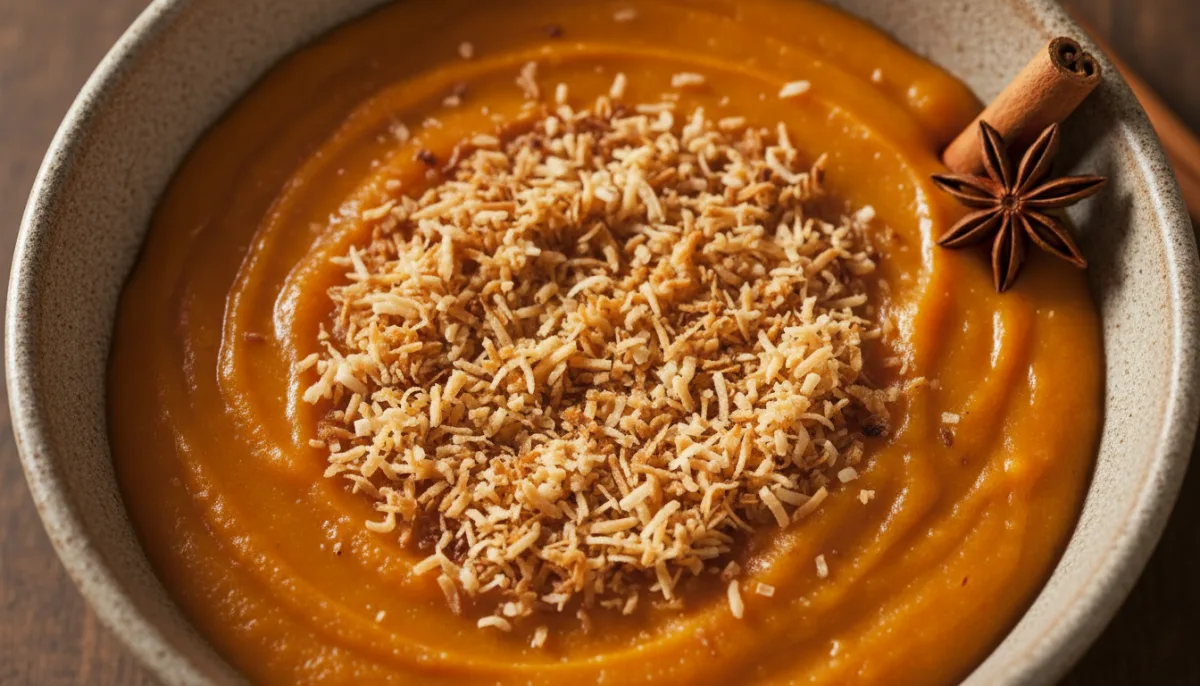 Sweet Potato and Cinnamon Pudding with Toasted Coconut (Cameroonian-Inspired)