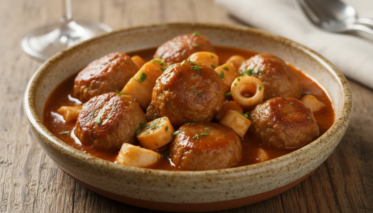 Catalan Surf & Turf: Meatballs with Cuttlefish in Savory Sauce
