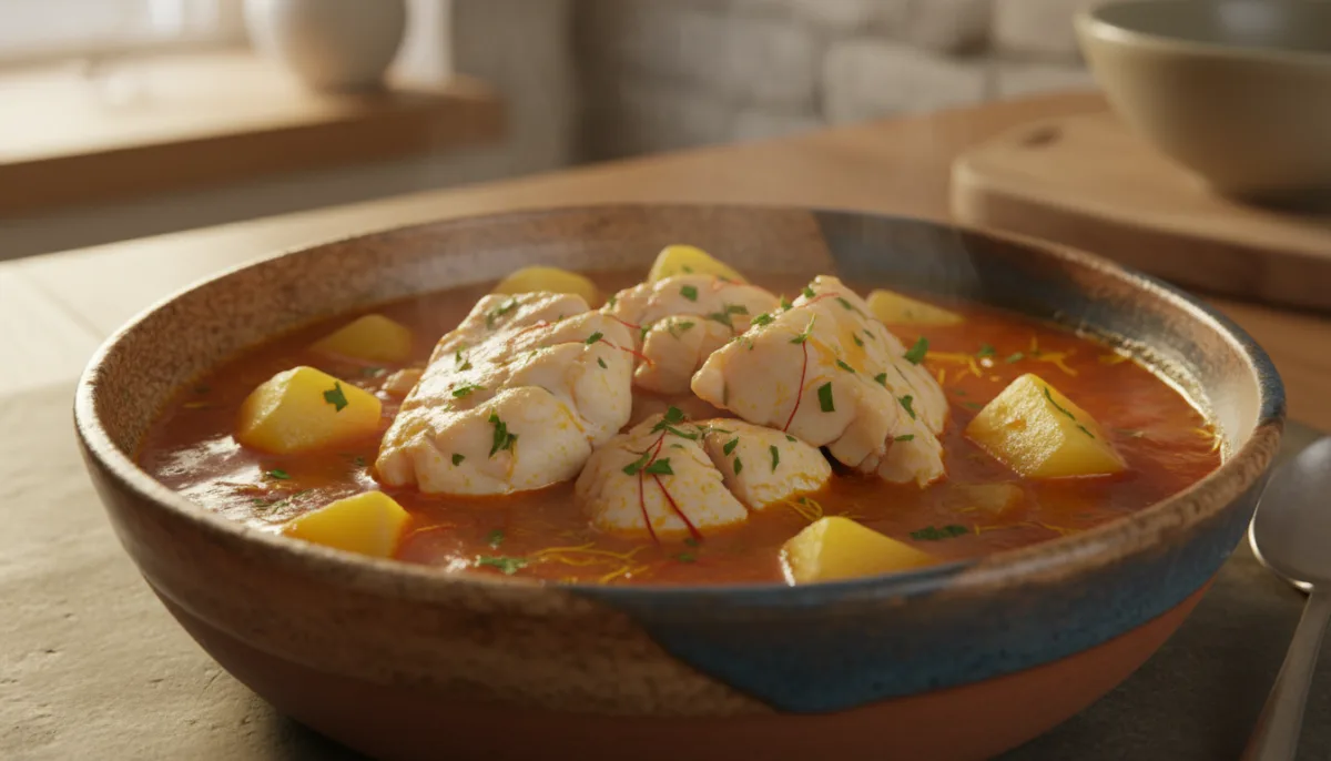 Καταλανικό Suquet de Peix (Ψαρόσουπα) με Πατάτες και Κρόκο Κοζάνης
