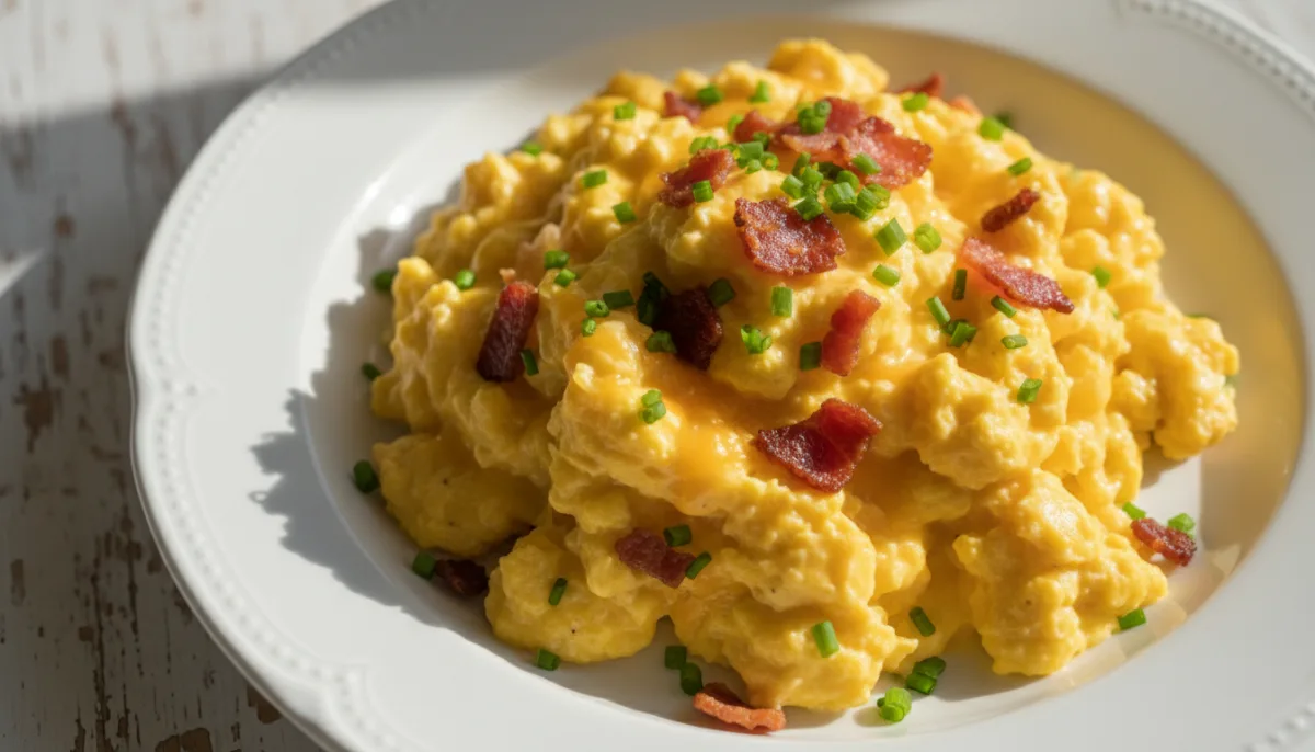 Uova Strapazzate con Pancetta Croccante e Erba Cipollina