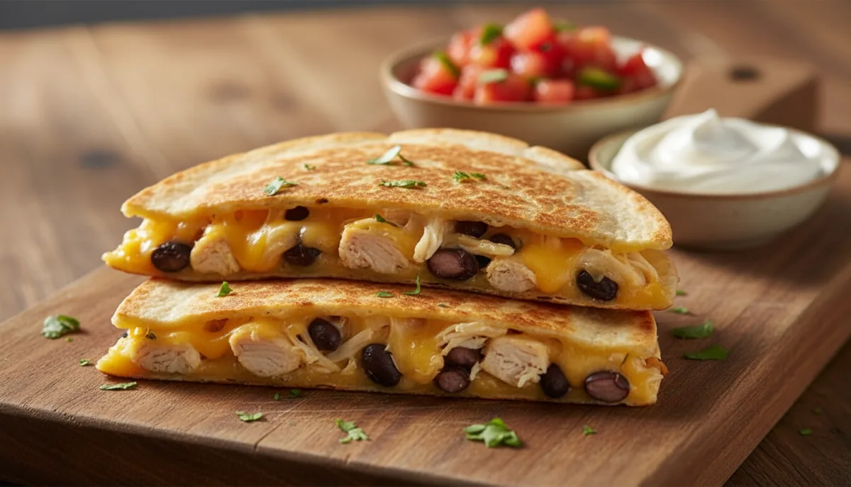 Cheesy Chicken and Black Bean Quesadillas