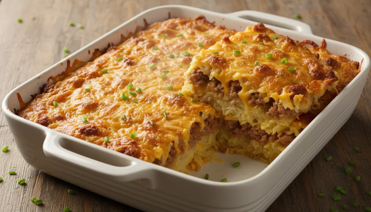 Cheesy Sausage and Hash Brown Bake