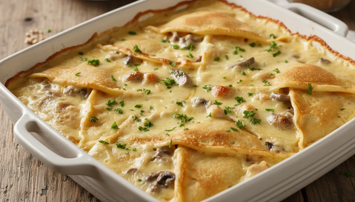 Chicken and Mushroom Crêpes with Mornay Sauce