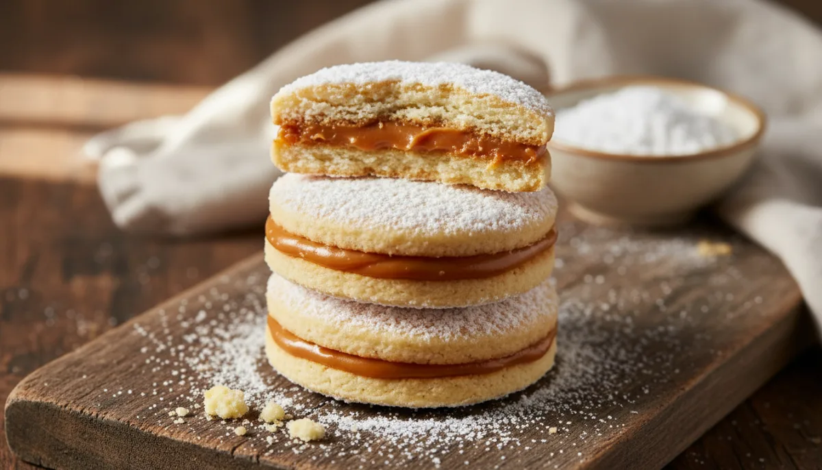 Alfajores Chilenos com Manjar e Açúcar de Confeiteiro
