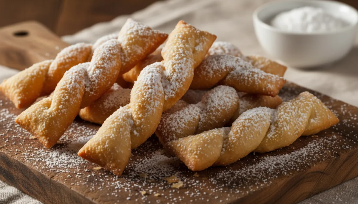 Chilean Calzones Rotos (Fried Pastries) with Powdered Sugar