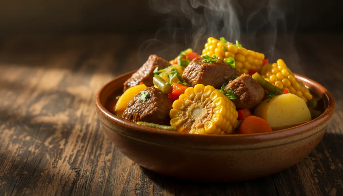Chilean Cazuela de Vacuno: Beef and Vegetable Stew with Corn and Potatoes