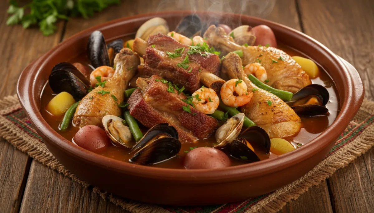 Curanto en Olla: Chilean Seafood and Meat Stew