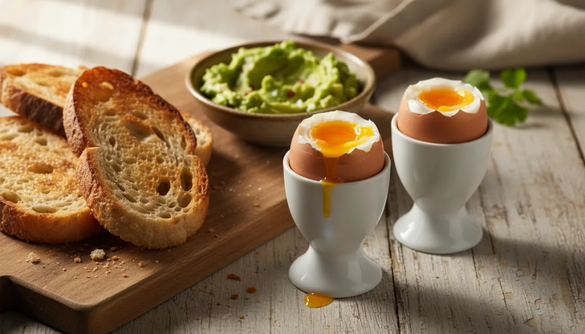 Chilean Huevos a la Copa with Toasted Bread and Avocado