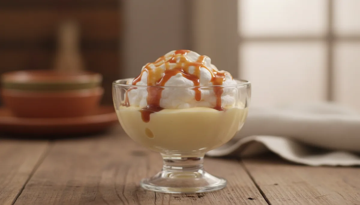 Leche Nevada Chilena (Sobremesa Ilha Flutuante) com Calda de Caramelo