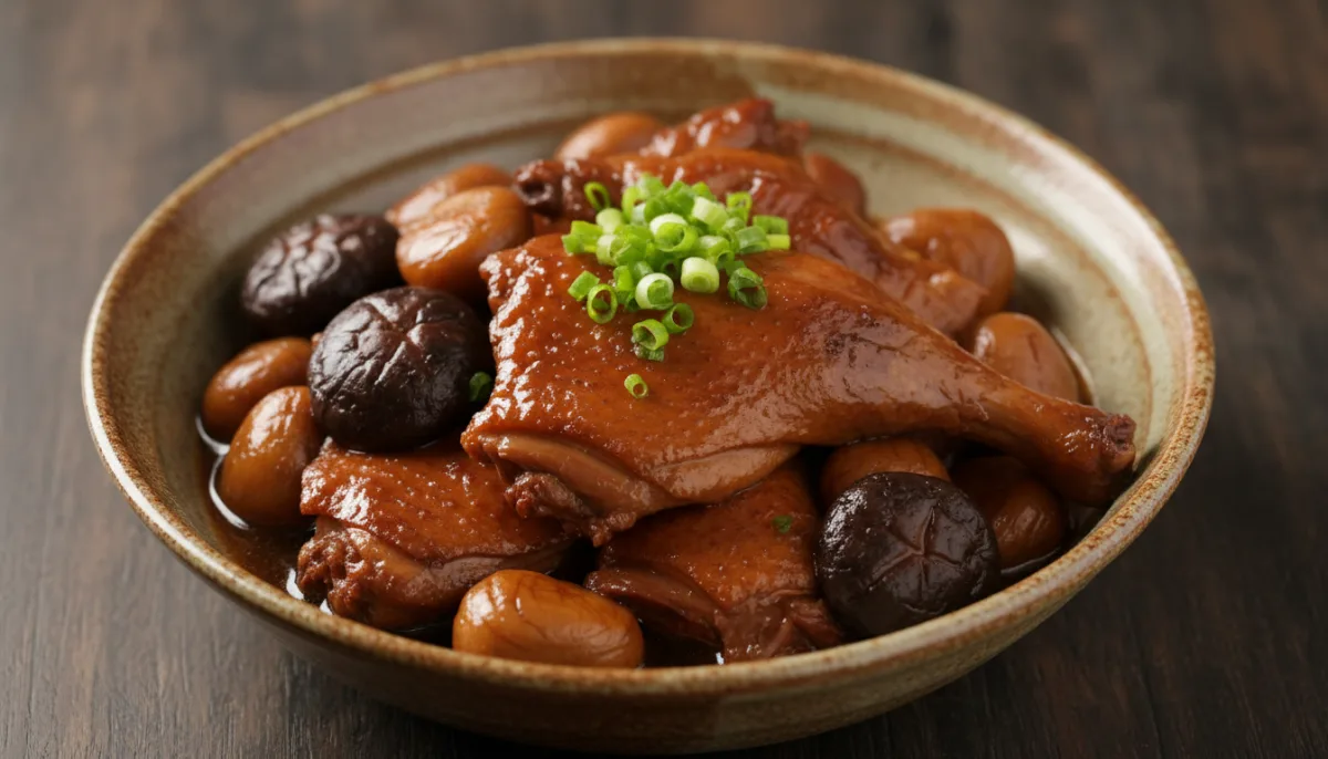 Anatra Brasata Cinese con Castagne e Funghi
