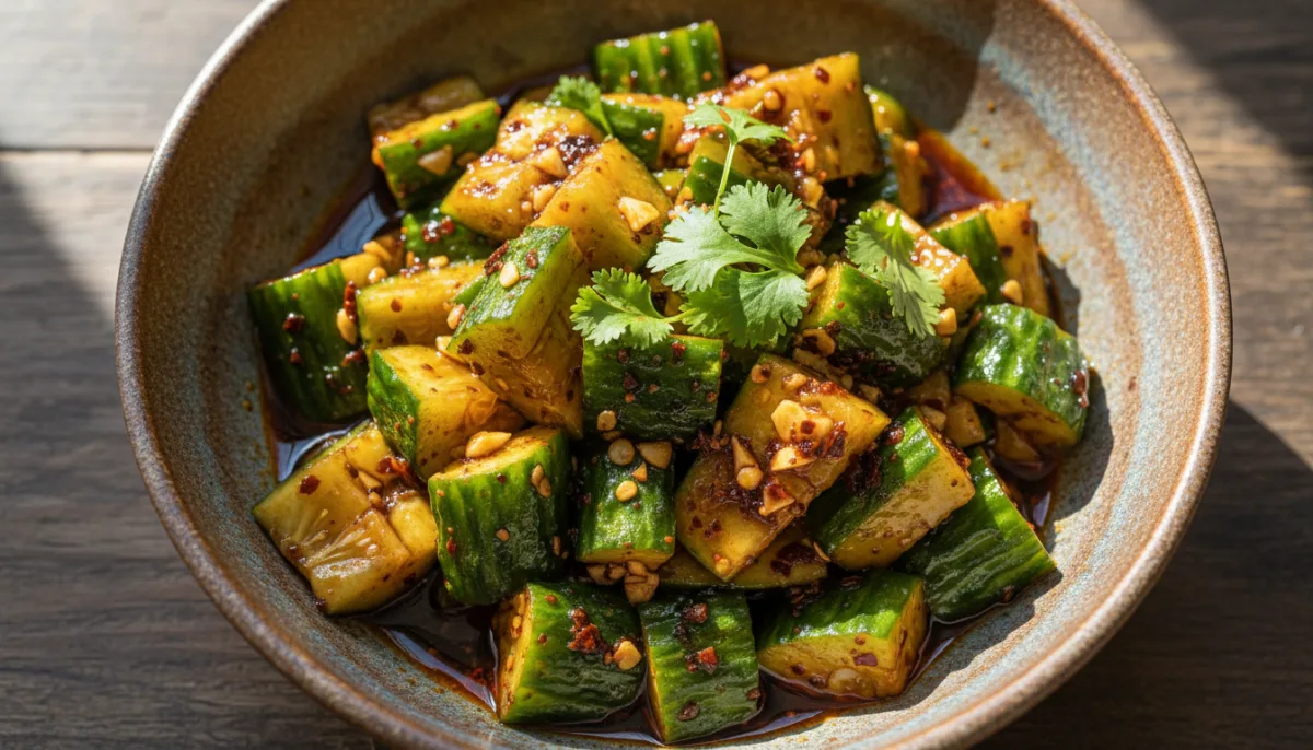 Chinese Cucumber Salad with Garlic and Chili Oil