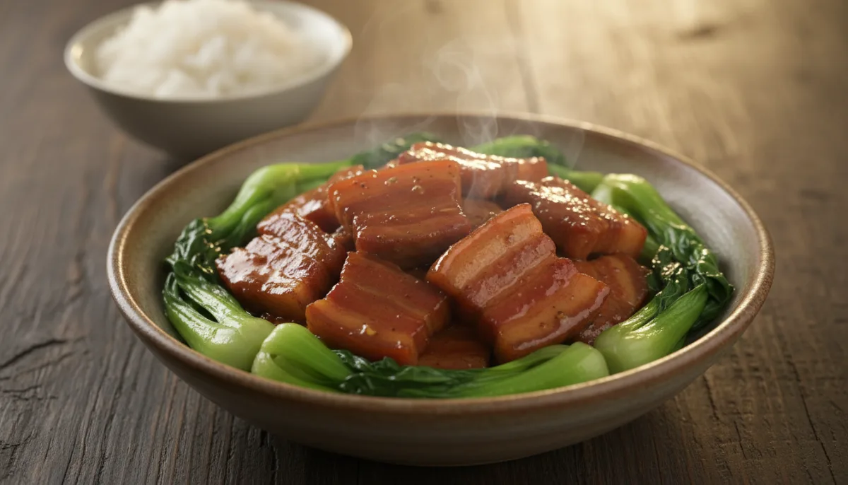 Pancetta di Maiale Brasata Cinese alle Cinque Spezie con Bok Choy