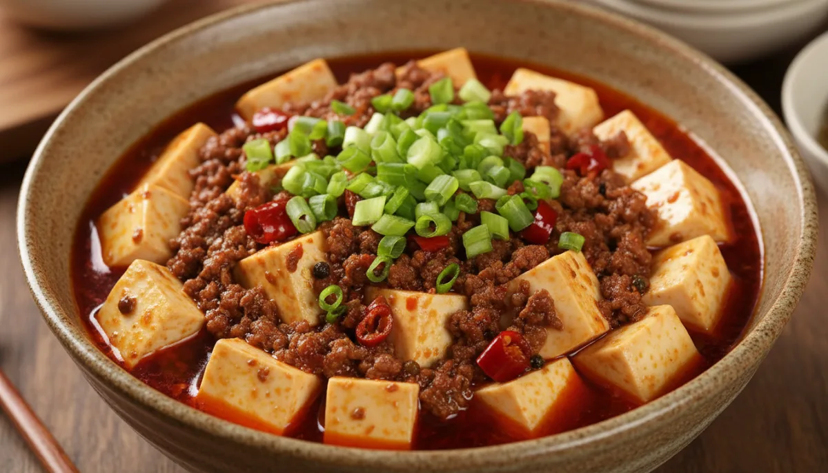 Mapo Tofu Piccante Cinese con Carne Macinata di Manzo