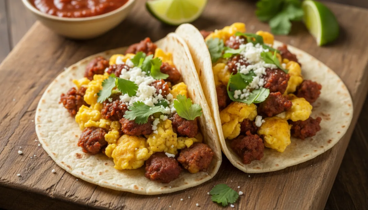 Chorizo and Egg Breakfast Tacos