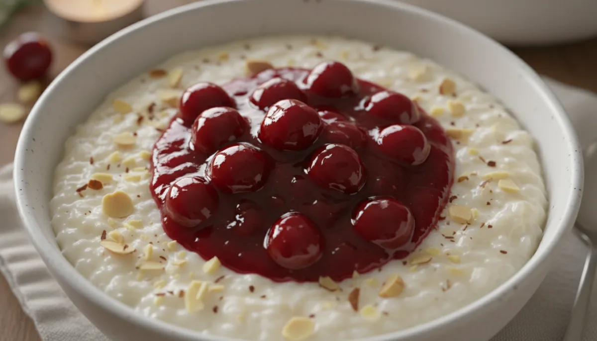 Risalamande Danés Tradicional con Salsa de Cerezas