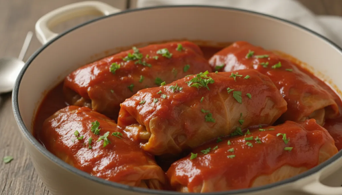 Classic Polish Stuffed Cabbage Rolls with Rich Tomato Sauce
