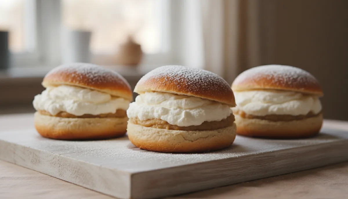 Semla Sueca Tradicional com Recheio de Amêndoa e Nata Batida
