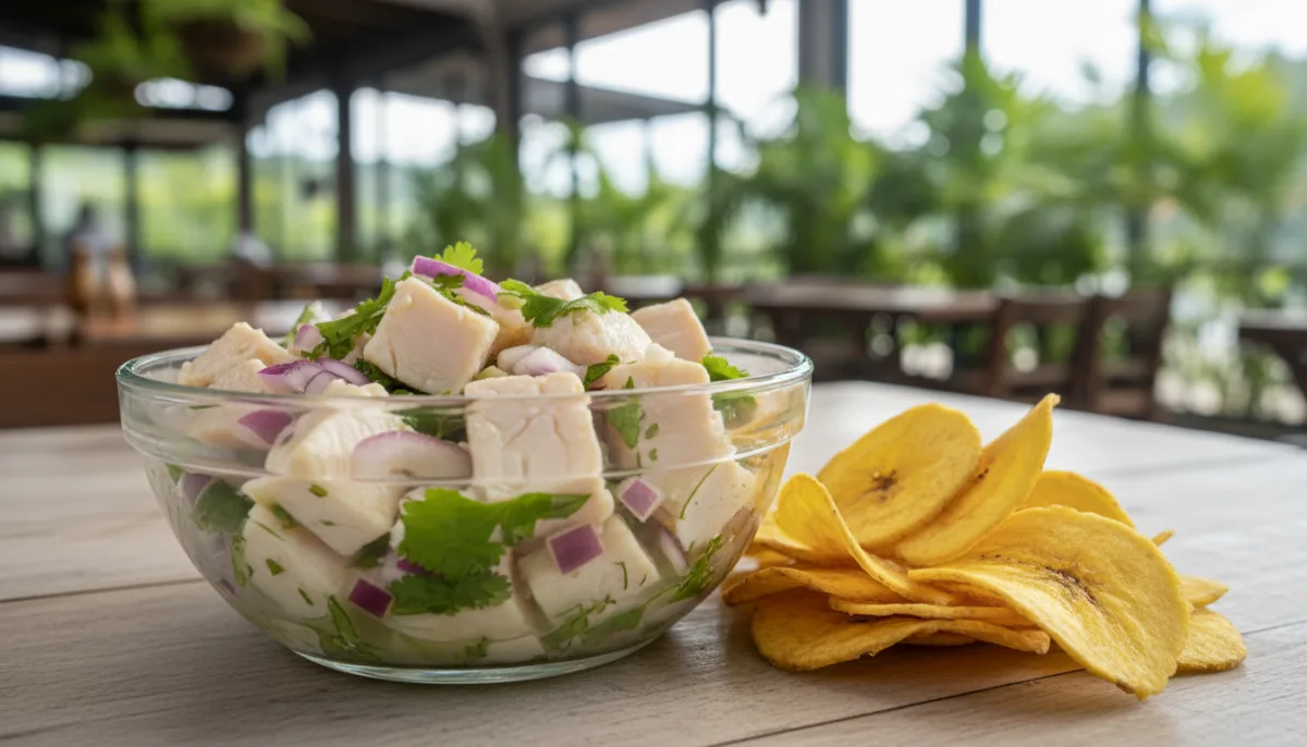 Costa Rican Ceviche de Pescado with Plantain Chips