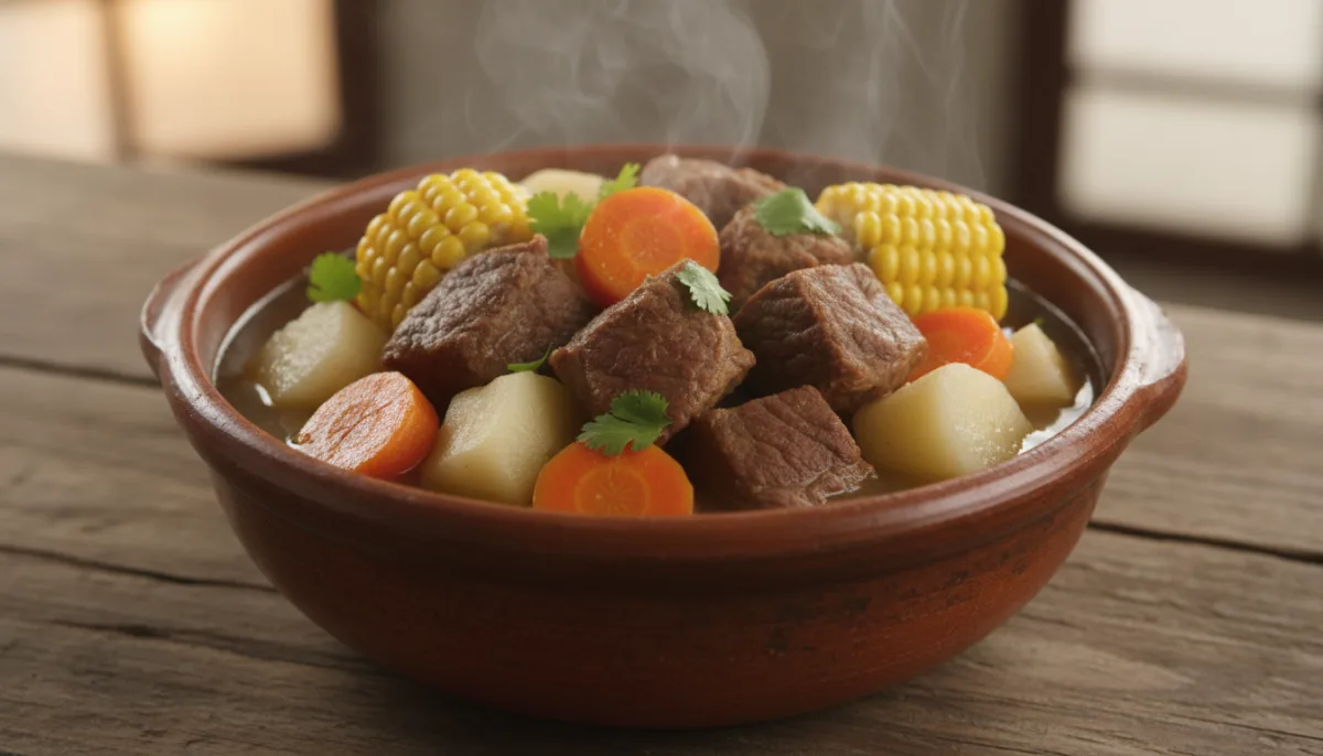 Costa Rican Olla de Carne with Yuca and Corn