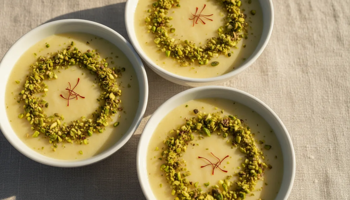Creamy Afghan Firni with Pistachios and Saffron