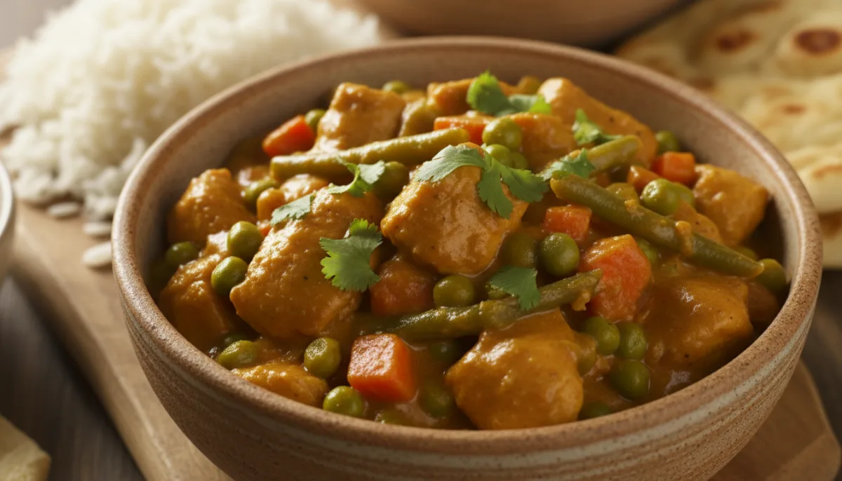 Korma Crémeux Indien au Poulet et Légumes Épicés