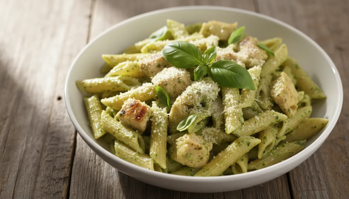 Creamy Pesto Chicken and Artichoke Pasta