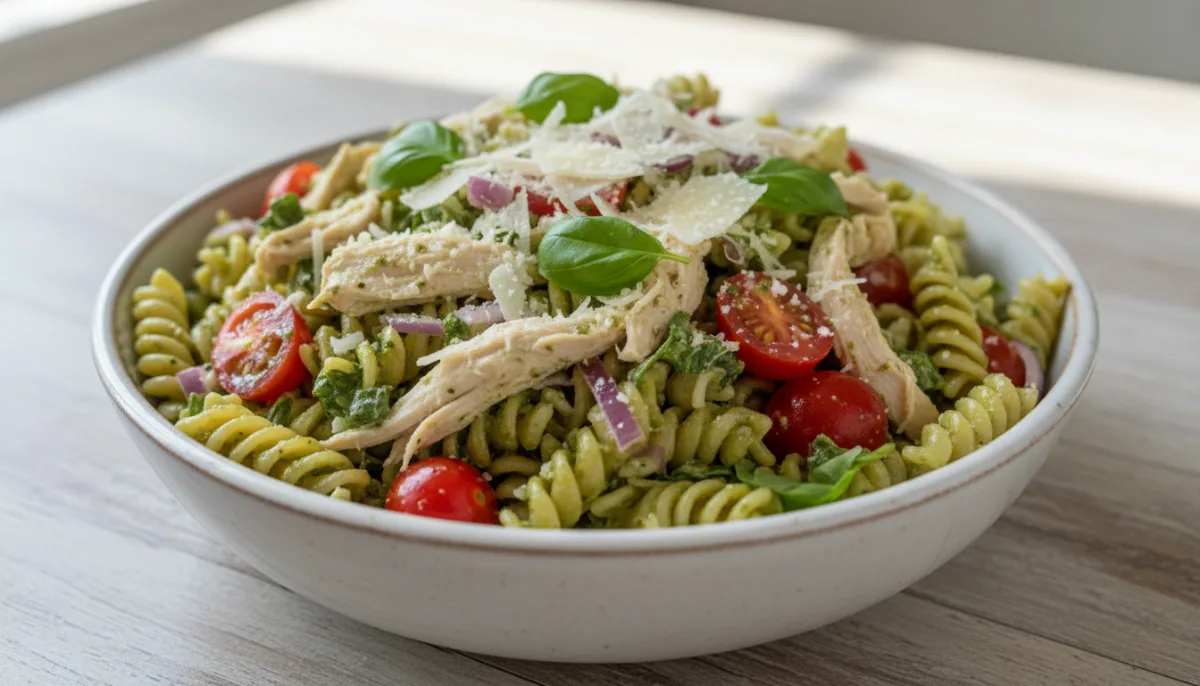 Creamy Pesto Chicken Pasta Salad