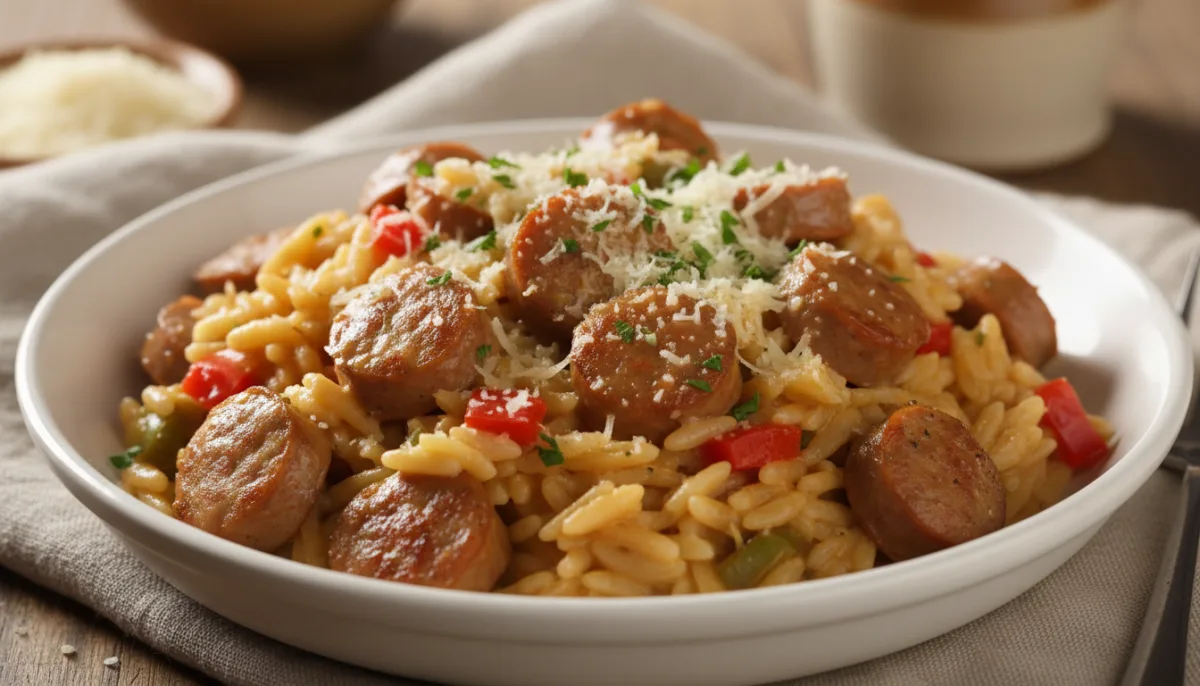 Creamy Sausage and Bell Pepper Orzo