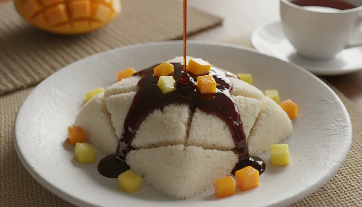 Creamy Sri Lankan Kiribath with Kithul Treacle and Fresh Fruit
