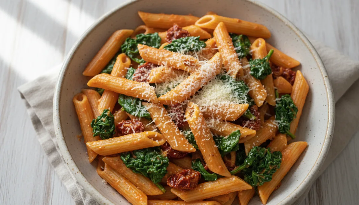 Creamy Sun-Dried Tomato Pasta with Spinach