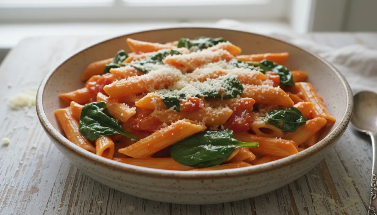 Creamy Tomato and Spinach Pasta