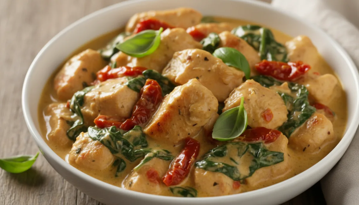 Tuscan-Style Creamy Chicken with Sun-Dried Tomatoes and Spinach