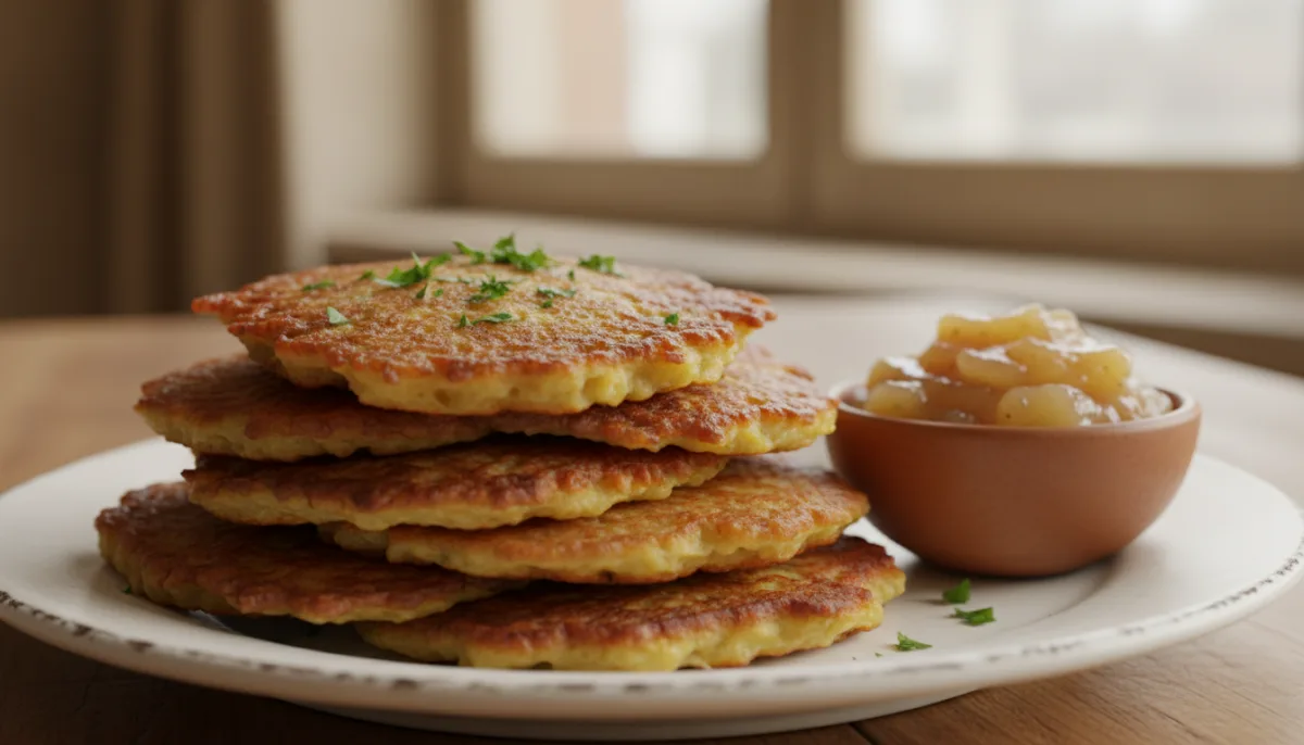 Crispy Polish Potato Pancakes (Placki Ziemniaczane) with Homemade Apple Sauce