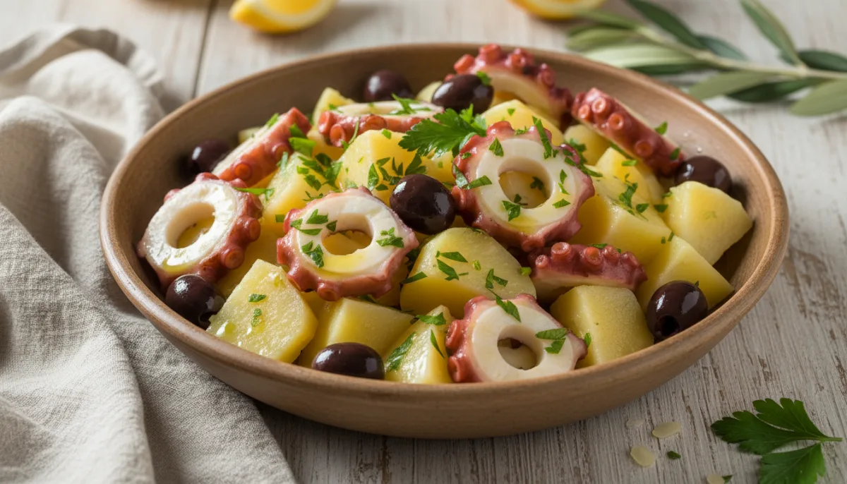 Sallatë Kroate Oktapodi (Salata od Hobotnice) me Patate dhe Ullinj