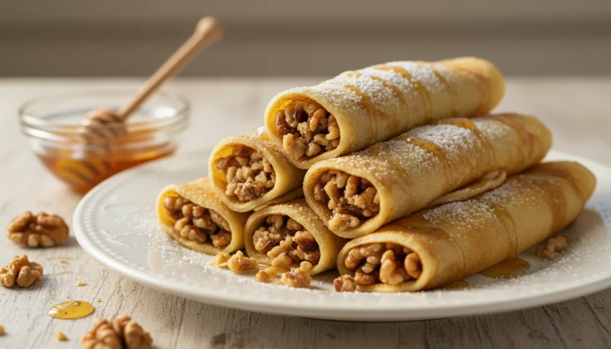 Croatian Crepes with Walnut and Honey Filling