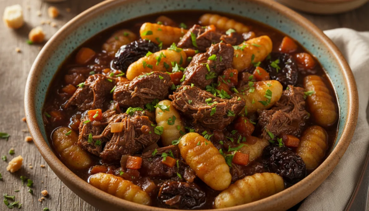 Croatian Pašticada with Gnocchi and Red Wine Sauce