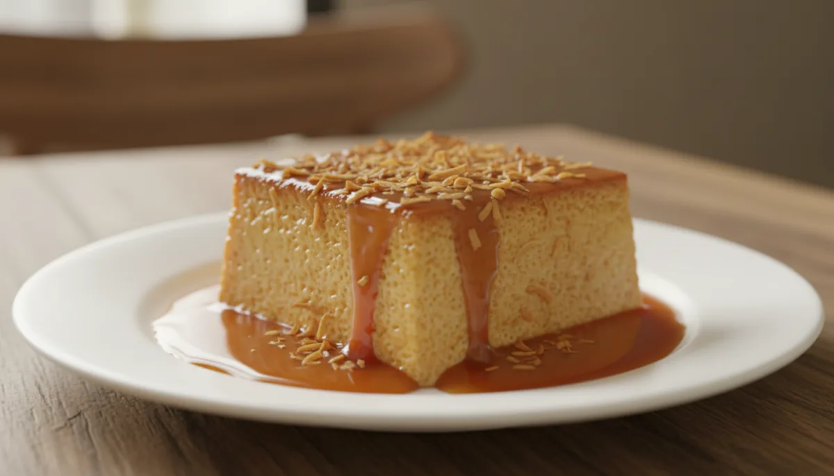 Cuban Flan with Caramel Sauce and Toasted Coconut