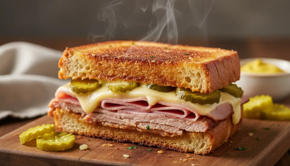 Klassisches kubanisches Medianoche-Sandwich mit Mojo-Schweinefleisch