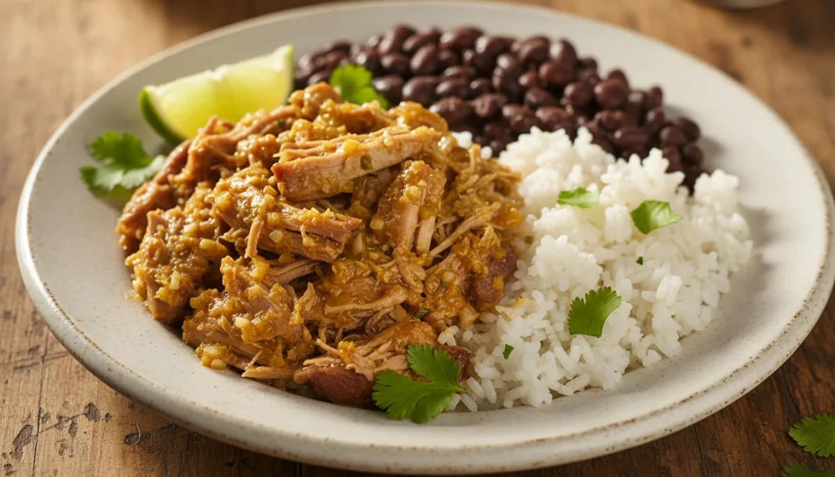 Maiale Marinato al Mojo Cubano con Fagioli Neri e Riso