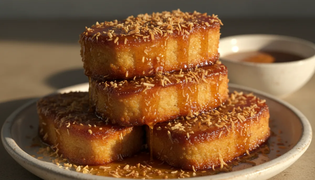 Cuban Torrejas with Spiced Syrup and Toasted Coconut