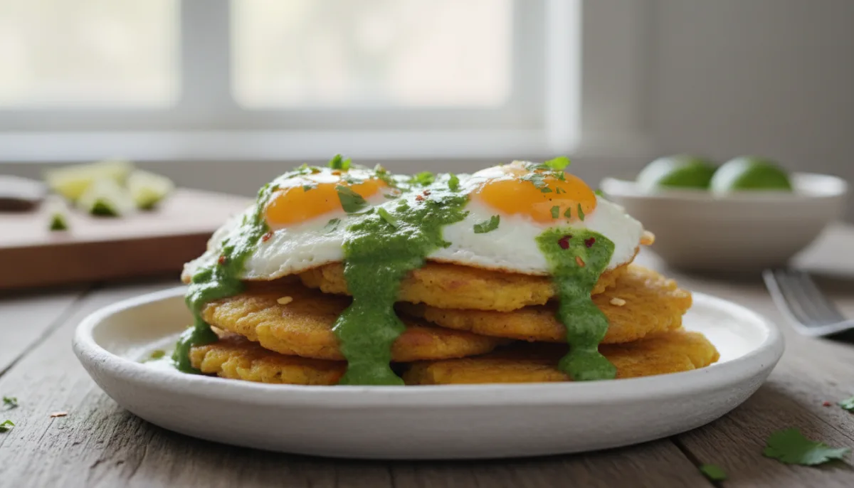 Cuban Tostones with Mojo Garlic Sauce and Fried Eggs