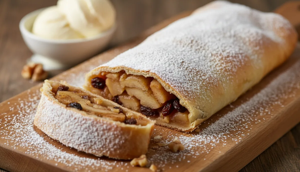 Classic Czech Apple Strudel (Jablečný Závin) with Raisins and Walnuts
